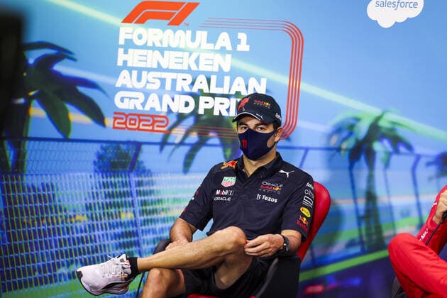 PEREZ Sergio (mex), Red Bull Racing RB18, portrait, post race press conference, PK, Pressekonferenz during the Formula 1 Heineken Australian Grand Prix 2022, 3rd round of the 2022 FIA Formula One World Championship, WM, Weltmeisterschaft on the Albert Park Circuit, from April 8 to 10, 2022 in Melbourne, Australia - F1 - AUSTRALIAN GRAND PRIX 2022 - RACE DPPI Panoramic 00122009_GOOD9291.JPG_