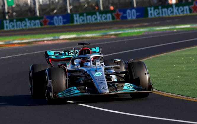 63 George Russell GBR, Mercedes AMG Petronas F1 Team , F1 Grand Prix of Australia at Melbourne Grand Prix Circuit on April 10, 2022 in Melbourne, Australia Photo by HOCH ZWEI Melbourne Australia