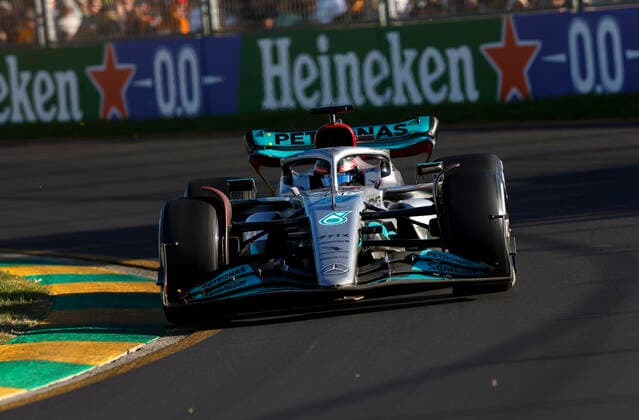 63 George Russell GBR, Mercedes AMG Petronas F1 Team , F1 Grand Prix of Australia at Melbourne Grand Prix Circuit on April 10, 2022 in Melbourne, Australia Photo by HOCH ZWEI Melbourne Australia