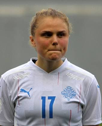 Belgrade, Serbia, Arpil 7th 2022: Agla Maria Albertsdottir (17 Iceland) during the Womens World Cup Qualifier football match between Belarus and Iceland at Stadium Event Place in Belgrade, Serbia. Aleksandar Djorovic SPP Belarus and Iceland - World Cup Qualifier - Stadium Event Place 