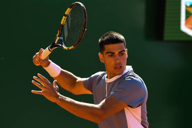 Tennis, ATP-Tunier in Monte Carlo, Training Tennis : Monte Carlo 2022 - Monaco - Alcaraz - Espagne Tennis : Monte Carlo 2022 - Monaco - 10 04 2022 ChrysleneCaillaud Panoramic 