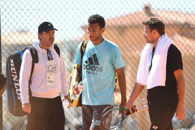 Tennis, ATP-Tunier in Monte Carlo, Training Tennis : Monte Carlo 2022 - Monaco - Auger Aliassime - Canada Tennis : Monte Carlo 2022 - Monaco - 10 04 2022 ChrysleneCaillaud Panoramic 