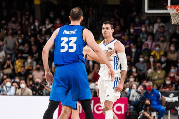 April 10, 2022, Barcelona, Barcelona, Spain: Alberto Abalde of Real Madrid and Nikola Mirotic of FC Barcelona, Barca during the ACB Liga Endesa match between FC Barcelona and Real Madrid at Palau Blaugrana on April 10, 2022 in Barcelona, Spain. Barcelona Spain - ZUMAa181 20220410_zaa_a181_111 Copyright: xJavierxBorregox
