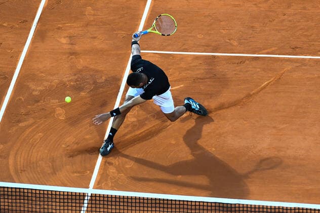 Tennis : Monte Carlo 2022 - Jo Wilfried Tsonga - France Tennis : Monte Carlo 2022 - Monaco - 11 04 2022 ChrysleneCaillaud Panoramic 