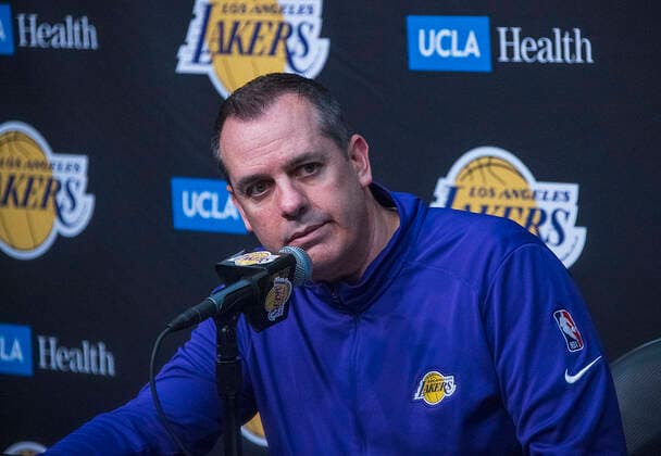April 3, 2022, Los Angeles, California, USA: Head coach, Frank Vogel is fired from Lakers on Monday April 11, 2022 after three years and winning a championship. FILE PHOTO: Head coach, Frank Vogel of the Los Angeles Lakers during a press conference, PK, Pressekonferenz after losing their NBA, Basketball Herren, USA game against the Denver Nuggets on Sunday April 3, 2022 at Crypto.com Arena in Los Angeles, California. Lakers lose to Nuggets, 118-129. PI Los Angeles USA - ZUMAp124 20220403_zaa_p124_094 Copyright: xJAVIERxROJASx
