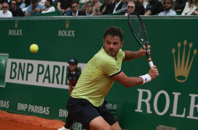 Stanislas Wawrinka of Suisse during the Rolex Monte-Carlo Masters 2022, ATP, Tennis Herren Masters 1000 tennis tournament on April 11, 2022 at Monte-Carlo Country Club in Roquebrune-Cap-Martin, France TENNIS : Rolex Monte-Carlo Masters 2022 - ATP Masters 1000 - 11 04 2022 LaurentLairys Panoramic 