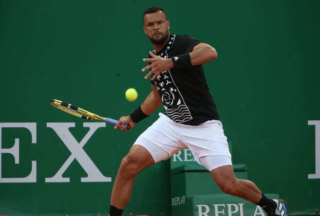 Jo-Wilfried Tsonga of France during the Rolex Monte-Carlo Masters 2022, ATP, Tennis Herren Masters 1000 tennis tournament on April 11, 2022 at Monte-Carlo Country Club in Roquebrune-Cap-Martin, France TENNIS : Rolex Monte-Carlo Masters 2022 - ATP Masters 1000 - 11 04 2022 LaurentLairys Panoramic 