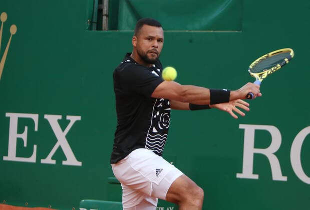 Jo-Wilfried Tsonga of France during the Rolex Monte-Carlo Masters 2022, ATP, Tennis Herren Masters 1000 tennis tournament on April 11, 2022 at Monte-Carlo Country Club in Roquebrune-Cap-Martin, France TENNIS : Rolex Monte-Carlo Masters 2022 - ATP Masters 1000 - 11 04 2022 LaurentLairys Panoramic 