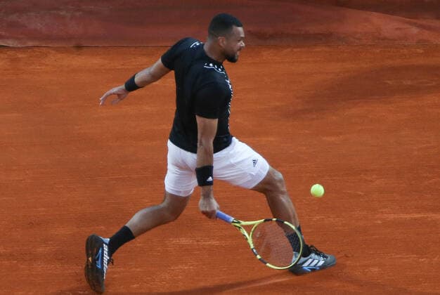 Jo-Wilfried Tsonga of France during the Rolex Monte-Carlo Masters 2022, ATP, Tennis Herren Masters 1000 tennis tournament on April 11, 2022 at Monte-Carlo Country Club in Roquebrune-Cap-Martin, France TENNIS : Rolex Monte-Carlo Masters 2022 - ATP Masters 1000 - 11 04 2022 LaurentLairys Panoramic 
