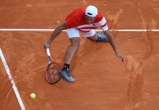 Sebastian Baez of Argentine during the Rolex Monte-Carlo Masters 2022, ATP, Tennis Herren Masters 1000 tennis tournament on April 11, 2022 at Monte-Carlo Country Club in Roquebrune-Cap-Martin, France TENNIS : Rolex Monte-Carlo Masters 2022 - ATP Masters 1000 tennis - 12 04 2022 LaurentLairys Panoramic 