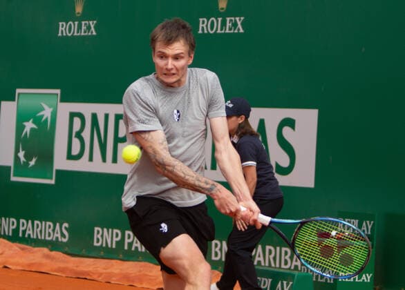 Alexander Bublik of kazakhstan during the Rolex Monte-Carlo Masters 2022, ATP, Tennis Herren Masters 1000 tennis tournament on April 11, 2022 at Monte-Carlo Country Club in Roquebrune-Cap-Martin, France TENNIS : Rolex Monte-Carlo Masters 2022 - ATP Masters 1000 tennis - 12 04 2022 LaurentLairys Panoramic 
