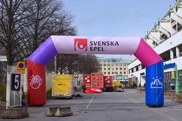 Gamla Ullevi, Gothenburg, Sweden, April12th 2022: Preparation work in fan zone ahead of the World Cup 2023 qualification game on April 12th 2022 between Sweden and the Republic of Ireland at Gamla Ullevi in Gothenburg, Sweden Peter Sonander SPP World Cup 2023 qualification - & 10