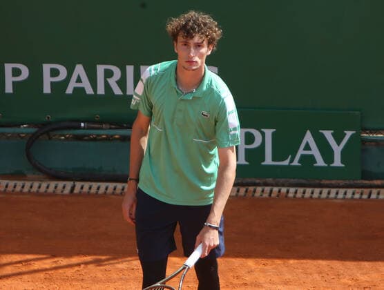 Ugo Humbert of France during the Rolex Monte-Carlo Masters 2022, ATP, Tennis Herren Masters 1000 tennis tournament on April 12, 2022 at Monte-Carlo Country Club in Roquebrune-Cap-Martin, France - TENNIS : Tournoi ATP -Rolex Monte Carlo Masters - 12 04 2022 LaurentLairys Panoramic 