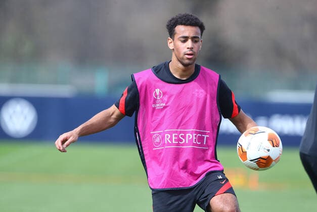 Europa League RB Leipzig training 13 04 2022 Leipzig, 13 04 2022, RBL training center, Europa League , RB Leipzig final training the day before Atalanta Bergamo vs RBL , Pictured Tyler Adams 14, RB Leipzig , Picture Point
