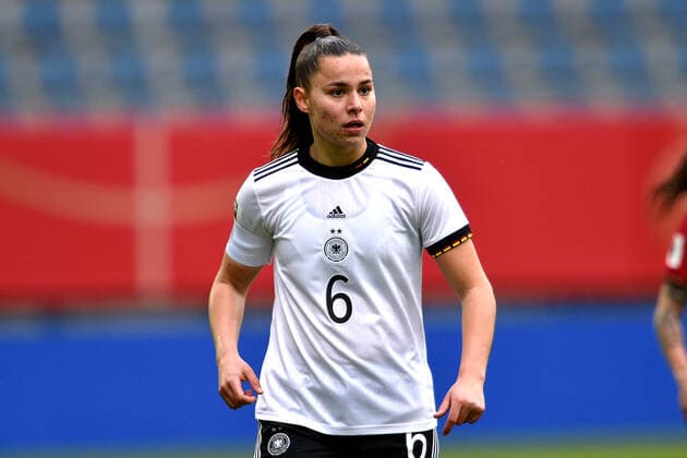 09 04 2022 pmk NF112994 football women country match world cup qualification Schueco Arena Bielefeld Corona matchday Germany Portugal Lena OBERDORF 06 Deustchland