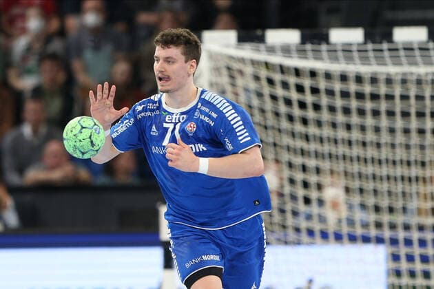 Germany vs Faeroe Islands, Handball, World Cup Play off, 13 04 22 Kiel Elias Ellefsen A Skipagotu Faroe Islands, 71 Copyright: xBEAUTIFULxSPORTS MarioxM.xKobergx