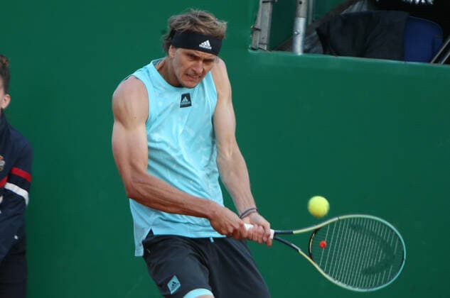 Alexander Zverev of Germany during the Rolex Monte-Carlo Masters 2022, ATP, Tennis Herren Masters 1000 tennis tournament on April 13, 2022 at Monte-Carlo Country Club in Roquebrune-Cap-Martin, France - TENNIS : Rolex Monte-Carlo Masters 2022 - ATP Masters 1000 - 13 04 2022 LaurentLairys Panoramic 