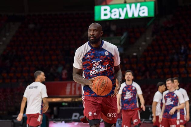 Basketball, BBL, 20220413, FC Bayern Munich Central German Basketball Club In the picture Othello HUNTER FC Bayern Munich, 8 warm-up Munich Audi Dome Bavaria Germany Copyright: Passion2Press MarkusxFischerx