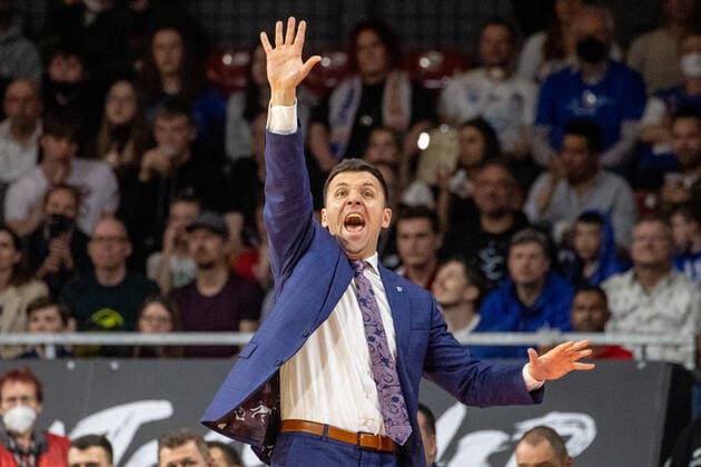 MBC coach Igor JOVOVIC basketball, FC Bayern MBC Weissenfels, on 13 04 2022, Basketball Bundesliga, FC Bayern Munich basketball SYNTAINICS Mitteldeutscher Basketball Club, season 2021 2022, in Munich, A U D I D O M E, Germany Source Copyright Credit Oryk HAIST xx