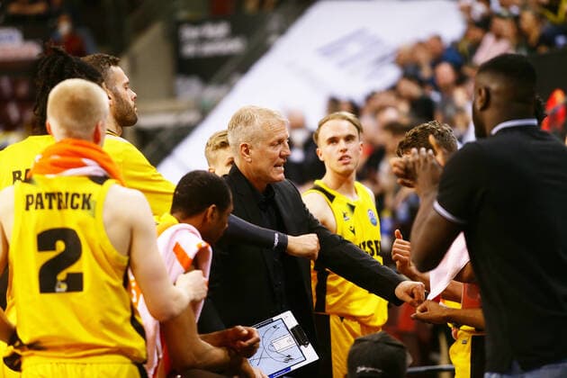 Ludwigsburg , Basketball Champions League Quarterfinal Game 2 , MHP Riesen Ludwigsburg vs U BT Cluj Napoca , Coach John Patrick Riesen