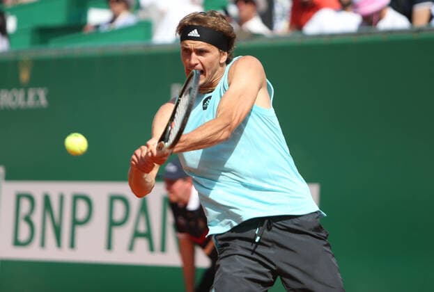 Alexander Zverev of Germany during the Rolex Monte-Carlo Masters 2022, ATP, Tennis Herren Masters 1000 tennis tournament on April 14, 2022 at Monte-Carlo Country Club in Roquebrune-Cap-Martin, France - Photo Laurent Lairys TENNIS : Monte Carlo 2022 - Monaco - 14 04 2022 LaurentLairys Panoramic 