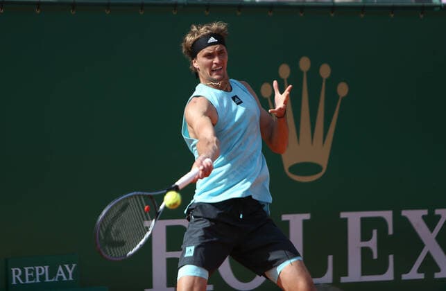 Alexander Zverev of Germany during the Rolex Monte-Carlo Masters 2022, ATP, Tennis Herren Masters 1000 tennis tournament on April 14, 2022 at Monte-Carlo Country Club in Roquebrune-Cap-Martin, France - Photo Laurent Lairys TENNIS : Monte Carlo 2022 - Monaco - 14 04 2022 LaurentLairys Panoramic 