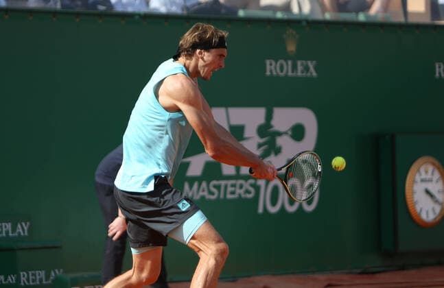 Alexander Zverev of Germany during the Rolex Monte-Carlo Masters 2022, ATP, Tennis Herren Masters 1000 tennis tournament on April 14, 2022 at Monte-Carlo Country Club in Roquebrune-Cap-Martin, France - Photo Laurent Lairys TENNIS : Monte Carlo 2022 - Monaco - 14 04 2022 LaurentLairys Panoramic 