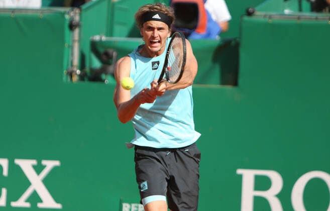 Alexander Zverev of Germany during the Rolex Monte-Carlo Masters 2022, ATP, Tennis Herren Masters 1000 tennis tournament on April 14, 2022 at Monte-Carlo Country Club in Roquebrune-Cap-Martin, France - Photo Laurent Lairys TENNIS : Monte Carlo 2022 - Monaco - 14 04 2022 LaurentLairys Panoramic 