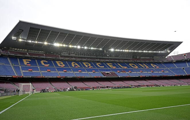 14 04 2022, xjhx, football UEFA Europa League, FC Barcelona Eintracht Frankfurt emspor, v l Camp Nou Stadium Tribuene DFL DFB REGULATIONS PROHIBIT ANY USE OF PHOTOGRAPHS as IMAGE SEQUENCES and or QUASI VIDEO Barcelona