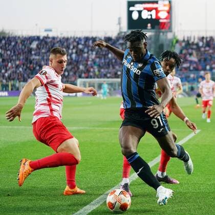 Photo Spada LaPresse April 14 , 2022 - Bergamo ,Italy Soccer Atalanta vs Lipsia - Europa League 2021 2022 Quarter Finals- Gewiss Stadium In the photo: Duvan Zapata (Atalanta BC);  Copyright: xSpada LaPressex