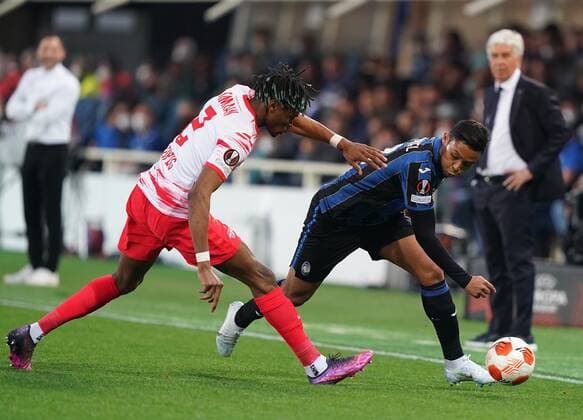 Fußball, EL, Atalanta Bergamo - RB Leipzig Photo Spada LaPresse April 14 , 2022 - Bergamo ,Italy Soccer Atalanta vs Lipsia - Europa League 2021 2022 Quarter Finals- Gewiss Stadium In the photo: Luis Muriel (Atalanta BC);  Copyright: xSpada LaPressex