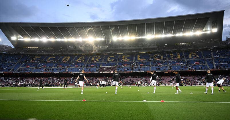 14 04 2022, xjhx, football UEFA Europa League, FC Barcelona Eintracht Frankfurt emspor, v l Warmup Eintracht DFL DFB REGULATES PROHIBIT ANY USE OF PHOTOGRAPHS as IMAGE SEQUENCES and or QUASI VIDEO Barcelona