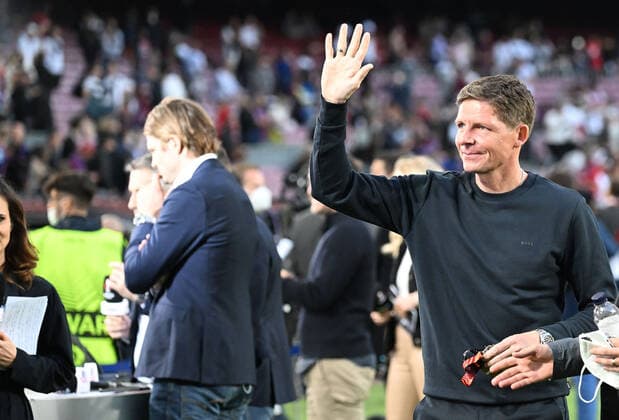 14 04 2022, xjhx, football UEFA Europa League, FC Barcelona Eintracht Frankfurt emspor, v l coach Oliver Glasner Eintracht Frankfurt zautz DFL DFB REGULATES PROHIBIT ANY USE OF PHOTOGRAPHS as IMAGE SEQUENCES and or QUASI VIDEO Barcelona