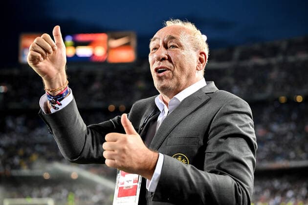 Barcelona, Camp Nou, 11 04 22, ESP, Men, UEFA Europa League, Season 2021 2022, FC Barcelona Eintracht Frankfurt Bild President Peter Fischer Frankfurt Only for journalistic use Only for editorial use According to UEFA regulations, it is prohibited to use or have used photographs taken in the stadium and or from the match in the form of sequence images and or video-like photo series UEFA regulations prohibit any use of photographs as image sequences and or quasi video Catalonia Spain
