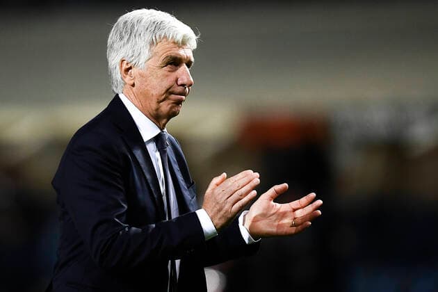 Atalanta BC v RB Leipzig - UEFA Europa League Gian Piero Gasperini, head coach of Atalanta BC, gestures during the UEFA Europa League quarter final second leg football match between Atalanta BC and RB Leipzig. Bergamo Italy Copyright: xNicolòxCampox