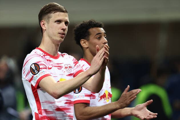 April 14, 2022, Bergamo, Italy: Bergamo, Italy, Gewiss Stadium, April 14, 2022, Dani Olmo (RB Leipzig) during Atalanta BC vs RB Lipsia - football Europa League match. football Europa League match - Atalanta BC vs RB Lipsia, Bergamo, Italy  - ZUMAl164 20220414_zsa_l164_092 Copyright: xFrancescoxScaccianocex