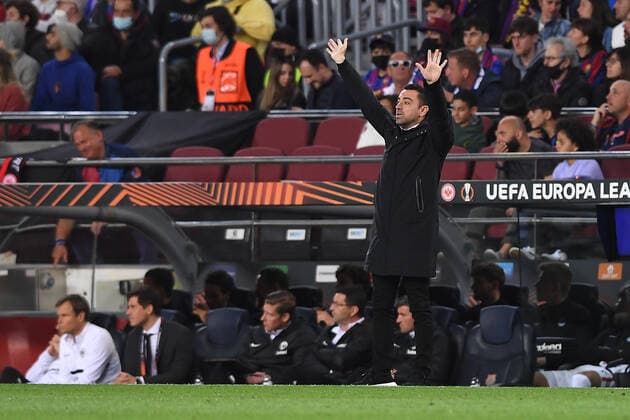 Soccer Europa League quarterfinals FC Barcelona Eintracht Frankfurt on 14 04 2022 at Camp Nou in Barcelona Xavier Xavi Hernandez coach head coach Barcelona xHDx