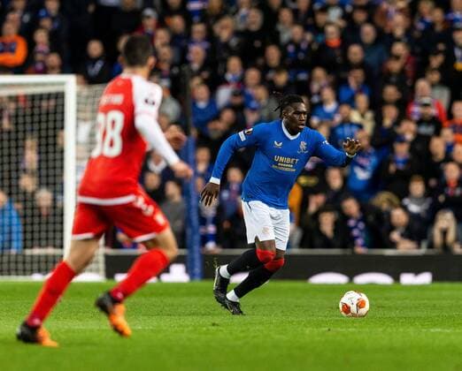 Mandatory Credit: Photo by Luke Nickerson Rangers FC Shutterstock (12894538bi) Rangers Defender Calvin Bassey Rangers v Braga, UEFA Europa League, Quarter Final, Second Leg, Football, Ibrox Stadium, Glasgow, UK - 14 Apr 2022 Rangers v Braga, UEFA Europa League, Quarter Final, Second Leg, Football, Ibrox Stadium, Glasgow, UK - 14 Apr 2022  Copyright: xLukexNickerson RangersxFC Shutterstockx 12894538bi