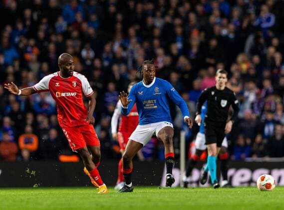 Mandatory Credit: Photo by Luke Nickerson Rangers FC Shutterstock (12894538bj) Rangers Midfielder Joe Aribo Rangers v Braga, UEFA Europa League, Quarter Final, Second Leg, Football, Ibrox Stadium, Glasgow, UK - 14 Apr 2022 Rangers v Braga, UEFA Europa League, Quarter Final, Second Leg, Football, Ibrox Stadium, Glasgow, UK - 14 Apr 2022  Copyright: xLukexNickerson RangersxFC Shutterstockx 12894538bj