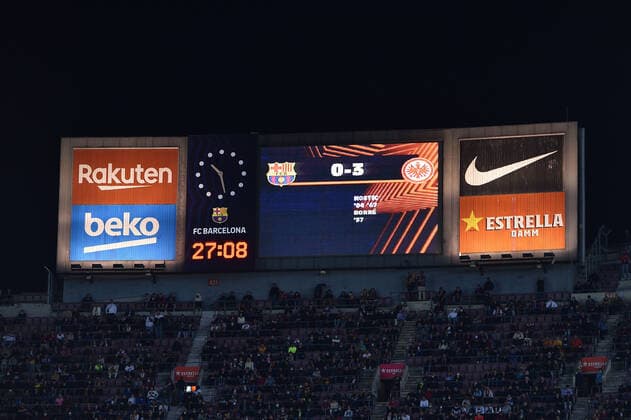Soccer Europa League quarterfinals FC Barcelona Eintracht Frankfurt on 14 04 2022 at Camp Nou in Barcelona scoreboard 0 3 xHDx