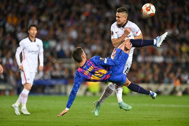 April 14, 2022, Barcelona, Spain: Ferran Torres of FC Barcelona, Barca in action during the UEFA Europa League Quarter Final Leg Two match between FC Barcelona and Eintracht Frankfurt at Camp Nou in Barcelona Barcelona Spain - ZUMAd159 20220414_zia_d159_049 Copyright: xGerardxFrancox