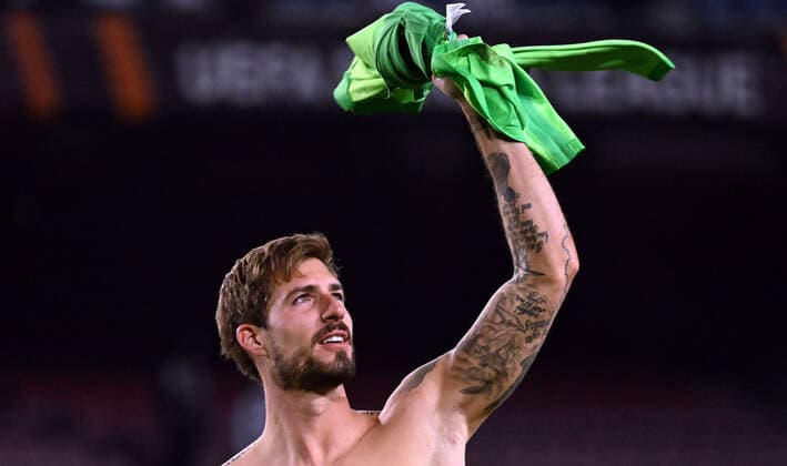 14 04 2022, xjhx, football UEFA Europa League, FC Barcelona Eintracht Frankfurt emspor, v l jubilation joy of victory Kevin Trapp Eintracht Frankfurt DFL DFB REGULATES PROHIBIT ANY USE OF PHOTOGRAPHS as IMAGE SEQUENCES and or QUASI VIDEO Barcelona