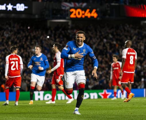 Mandatory Credit: Photo by Luke Nickerson Rangers FC Shutterstock (12894538da) Rangers Defender James Tavernier celebrates scoring his sides second goal Rangers v Braga, UEFA Europa League, Quarter Final, Second Leg, Football, Ibrox Stadium, Glasgow, UK - 14 Apr 2022 Rangers v Braga, UEFA Europa League, Quarter Final, Second Leg, Football, Ibrox Stadium, Glasgow, UK - 14 Apr 2022  Copyright: xLukexNickerson RangersxFC Shutterstockx 12894538da