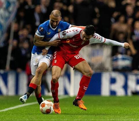 Mandatory Credit: Photo by Luke Nickerson Rangers FC Shutterstock (12894538dj) Rangers Forward Kemar Roofe Rangers v Braga, UEFA Europa League, Quarter Final, Second Leg, Football, Ibrox Stadium, Glasgow, UK - 14 Apr 2022 Rangers v Braga, UEFA Europa League, Quarter Final, Second Leg, Football, Ibrox Stadium, Glasgow, UK - 14 Apr 2022  Copyright: xLukexNickerson RangersxFC Shutterstockx 12894538dj