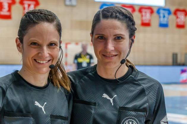 Maike Merz and Tanja Kuttler referees, referees , 4 13 2022, Bad Langensalza Germany , Handball, Bundesliga Frauen, Thueringer HC HSG Blomberg Lippe xprx