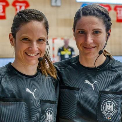 Maike Merz and Tanja Kuttler referees, referees , 4 13 2022, Bad Langensalza Germany , Handball, Bundesliga Frauen, Thueringer HC HSG Blomberg Lippe xprx