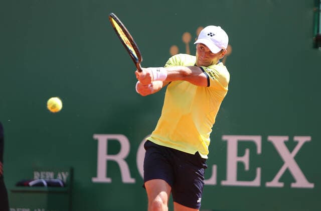 Casper Ruud of Norway during the Rolex Monte-Carlo Masters 2022, ATP, Tennis Herren Masters 1000 tennis tournament on April 14, 2022 at Monte-Carlo Country Club in Roquebrune-Cap-Martin, France - Photo Laurent Lairys TENNIS : Monte Carlo 2022 - Monaco - 14 04 2022 LaurentLairys Panoramic 