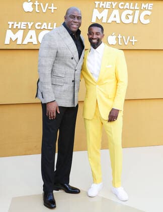 Los Angeles Premiere Of Apple s They Call Me Magic Magic Johnson and Andre Johnson arrive at the Los Angeles Premiere Of Apple s They Call Me Magic held at the Regency Village Theatre on April 14, 2022 in Westwood, Los Angeles, California, United States. Regency Village Theatre, Westwood, Los Angeles, California California United States  Copyright: xImagexPressxAgencyx originalFilename:0155767972st.jpg