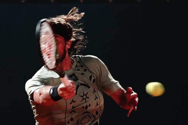 News Bilder des Tages Stefanos Tsitsipes (Grece) TENNIS : Master 1000 de Monte-Carlo - Monte Carlo - 13 04 2022 NorbertScanella Panoramic 