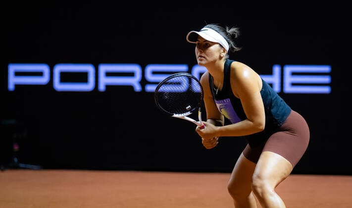 April 15, 2022, STUTTGART, GERMANY: Bianca Andreescu of Canada during practice at the 2022 Porsche Tennis Grand Prix WTA, Tennis Damen 500 tennis tournament STUTTGART GERMANY - ZUMAa181 20220415_zaa_a181_047 Copyright: xRobxPrangex
